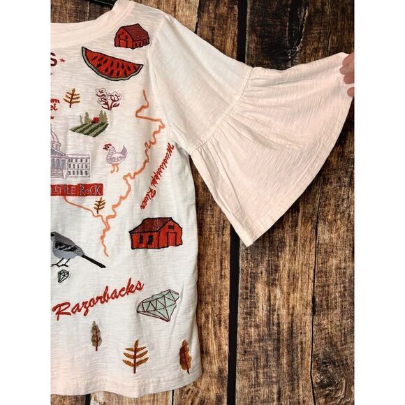 Avani Del Amour Arkansas Motif Embroidered Tunic New Size Medium Razorbacks - Picture 3 of 9